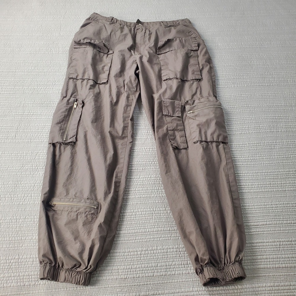 Rachel Paige Cargo Pants Womens Large Taupe Brown Utility Jogger Cotton SK30050